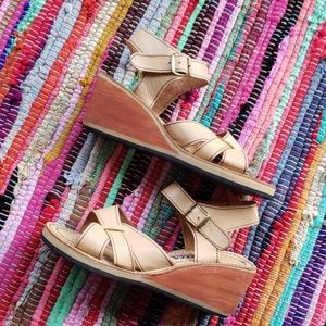 Vintage Mexican leather wedge sandals